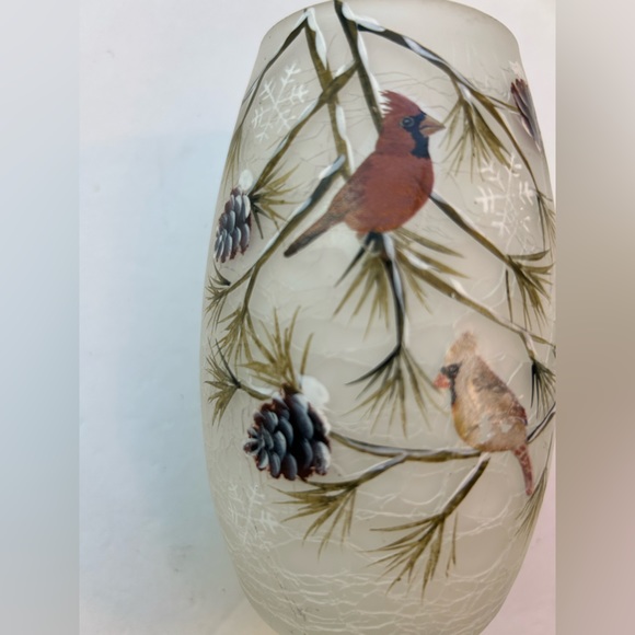 Stony Creek cardinals lighted glass lamp from Madison Wisconsin - Picture 2 of 6